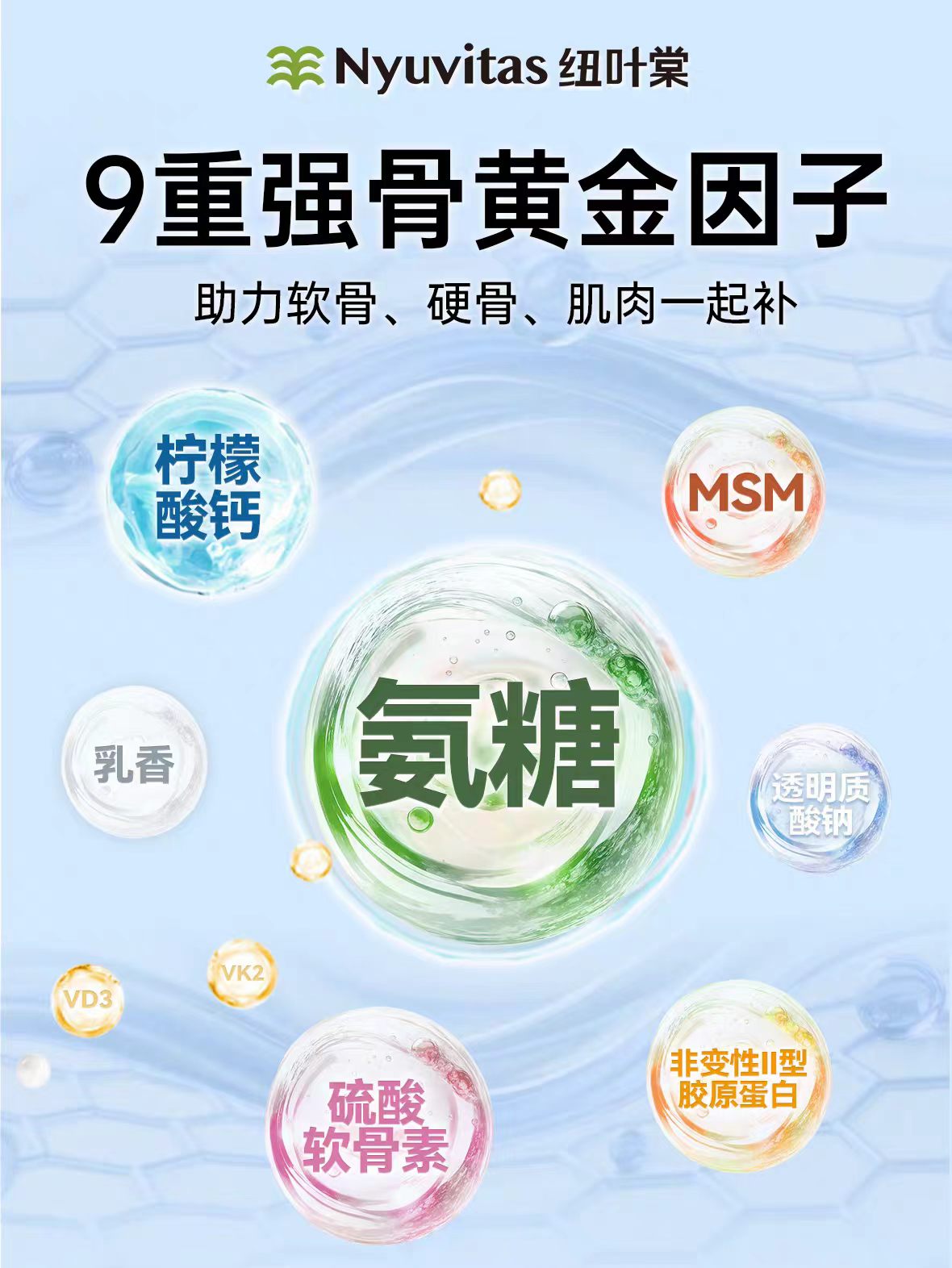 Nyuvitas海外旗舰店:142元! Nyuvitas中老年氨糖软骨素骨胶原维骨力钙片膝盖关节骨折养护进口-3